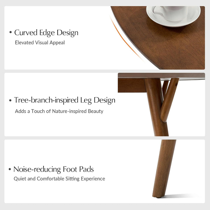 round Dining Table for 4, 45” Solid Wood Kitchen Table, Small Dinner Coffee Writing Table for Kitchen Dining Room, save Space, Walnut