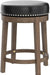 Kenmare Swivel Bar Stools Set of 2, Rustic 360 Degree Backless Swivel Counter Stools, Faux Leather Upholstered, Solid Wood Frame, Easy Assembly, round Bar Stools Swivel, Foot Rest, 25" Black