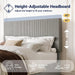 Full Bed Frame, Upholstered Platform Bed, Adjustable Vertical Channel Tufted Headboard, Corduroy Fabric, Modern Low Profile, Wooden Slats, No Box Spring Needed, Easy Assembly, Light Grey