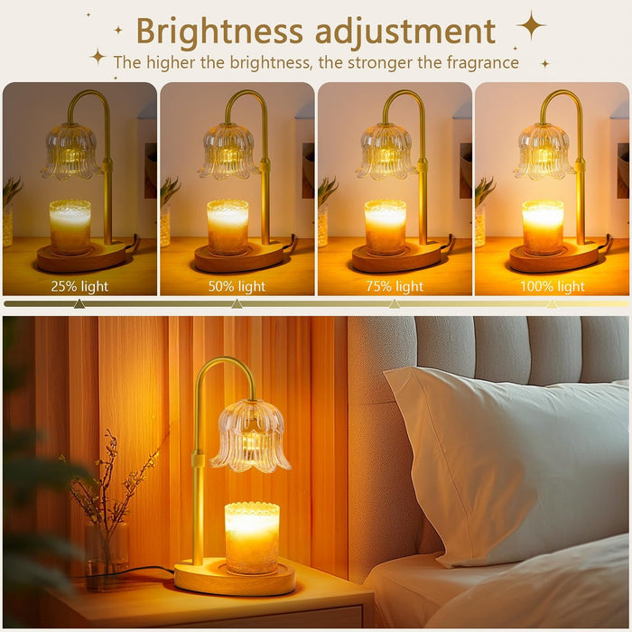 Candle Warmer Lamp Electric Timer - Candles Warming Light Height Adjustable Dimmable Warmers Flower Lamps No Flame Heat Warm Melt Wax Jar Modern Home Decor Table Lights for Home Living Bedroom