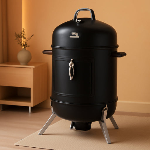 Vertical 18" Charcoal Smoker with Temperature Gauge BBQ Smoker Grill for Outdoor Cooking Grilling
