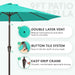 9FT Outdoor Patio Umbrella Outdoor Table Umbrella with Push Button Tilt and Crank, Market Umbrella 8 Sturdy Ribs UV Protection Waterproof for Garden, Deck, Backyard, Pool (Aqua Sky)