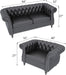 Sectional Modular Sofa Couches, PU Leather Modular Sofa Furniture Set Tufted Cushion Suitable for Small Space Configuration Sofa, Office Meeting Room Couch (PU Black, 1-2)