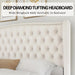 Queen Size Platform Bed Frame, Velvet Upholstered Bed with Deep Button Tufted & Nailhead Trim Wingback Headboard/No Box Spring Needed/Cream