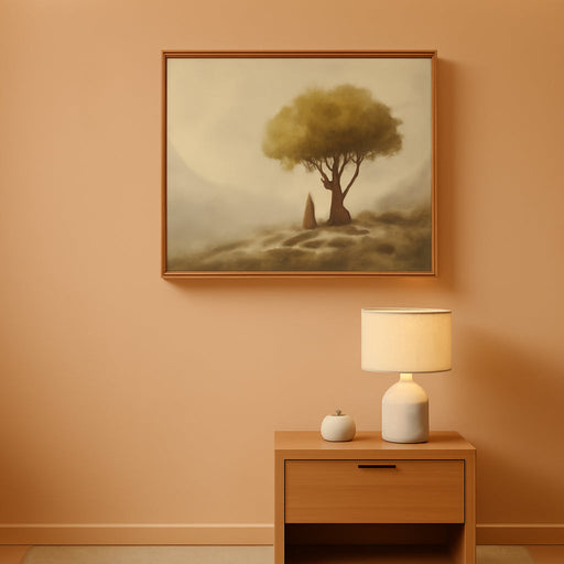 Jesus Sitting under Olive Tree Canvas Wall Art,Religious Christian Horizontal Wall Decor,Easter God Bible Story Framed Artwork(40X20),Vintage Garden of Gethsemane Prints for Church,Living Room