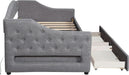 Twin XL Size Modern Upholstered Platform Bed with 2 Drawers, Linen Sofa Daybed with Wood Slat Support, Storage Bed Frame, Space Saving/Gray