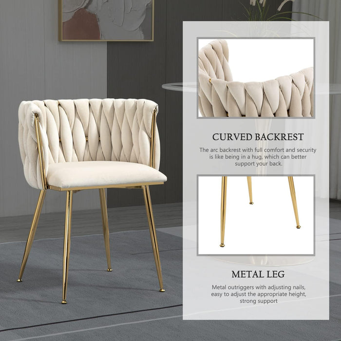 Modern Velvet Dining Chair with Gold Metal Legs, Set of 4 Luxury Tufted Dining Chairs for Living Room, Bedroom, Kitchen