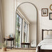 76"X35" Arched Full Length Mirror, Brushed Black Aluminum Frame Floor Mirror with Stand, HD Shatterproof Glass & Rust-Proof Body Mirror for Bedroom, Living Room, Bathroom, Entryway