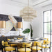 23.62In Large White Rattan Chandeliers Light Dining Room 6-Light