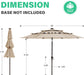 3 Tiers Patio Umbrella with Solar Lights 9Ft Outdoor Market Table Umbrellas with Push Button Tilt for outside Pool Garden, Tan