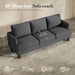 89 Inch ThreeSeater Upholstered Sofa DarkGrey LivingRoom