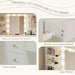Vanity Desk with Mirror and Lights, Makeup Vanity Vanity Desk with 9 Drawers and 6 Storage Shelves Dressing Table, Vanity Desks with Power Outlet and 3 Color Modes 10 LED Bulb for Girls White