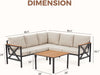 6 Pieces Patio Furniture Sets, Metal Outdoor Sectional Furniture L Shape Patio Conversation Sets with Fauxwood Coffee Table & 6.5" Olefin Cushions for Backyard, Garden, Poolside