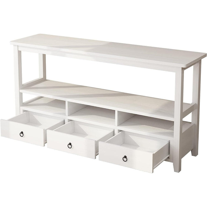 Vintage White Console Table with Storage Drawers