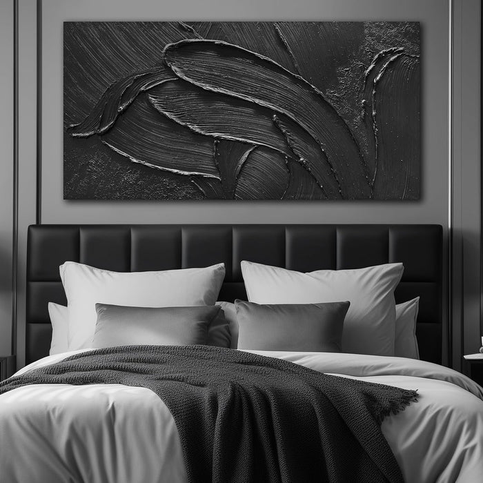Black Art Paintings for Wall Abstract Wall Pictures for Living Room Large 3D Hand Painted Wall Art Bedroom 29 X 58 Inch