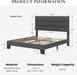 Queen Platform Bed Frame with Upholstered Fabric Headboard, Mattress Foundation with Strong Wooden Slats Support, No Box Spring Needed, Grey