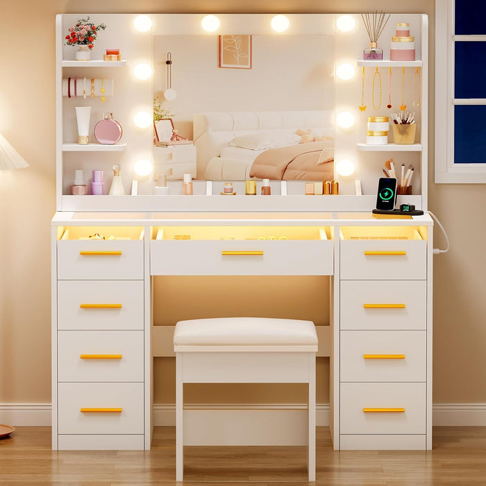 Vanity Desk With Multicolor RGB Illuminated Mirror