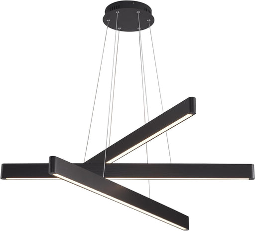 Black 3-Light Solid Wood Linear Pendant Chandelier