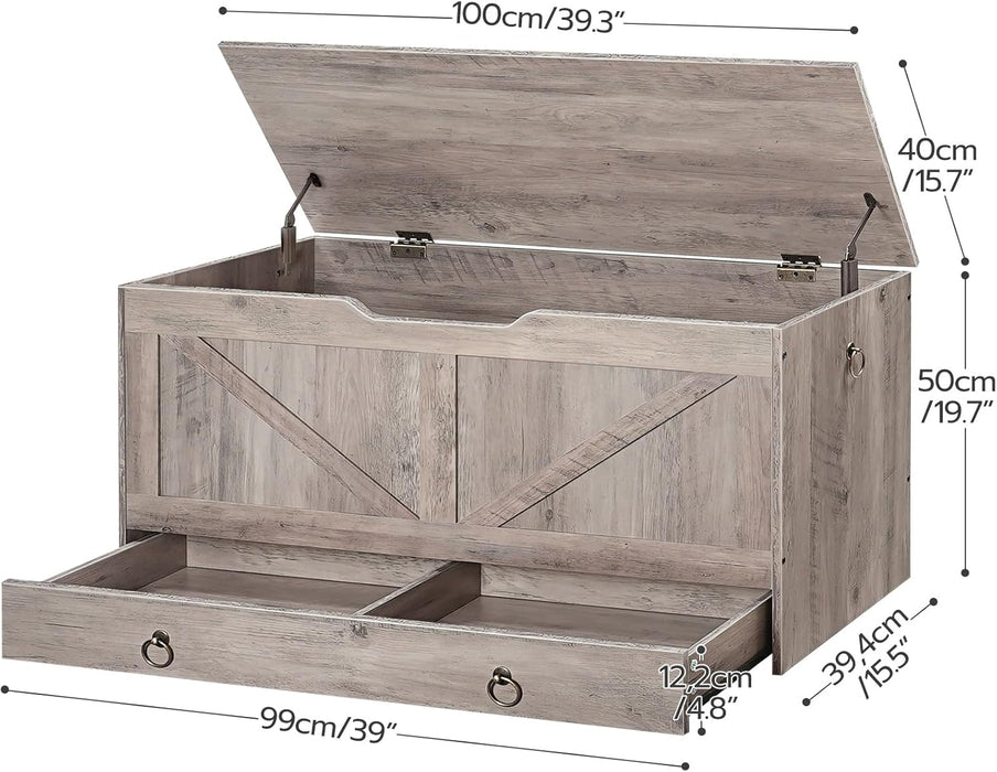 Greige PremiumQuality SolidWood Storage Bench Toy Chest