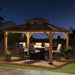 Hardtop Gazebo 11' X 13' Cedar Framed Wood Gazebo with Brown Double Steel Hardtop Roof Permanent Canopy for Garden, Backyard Shade