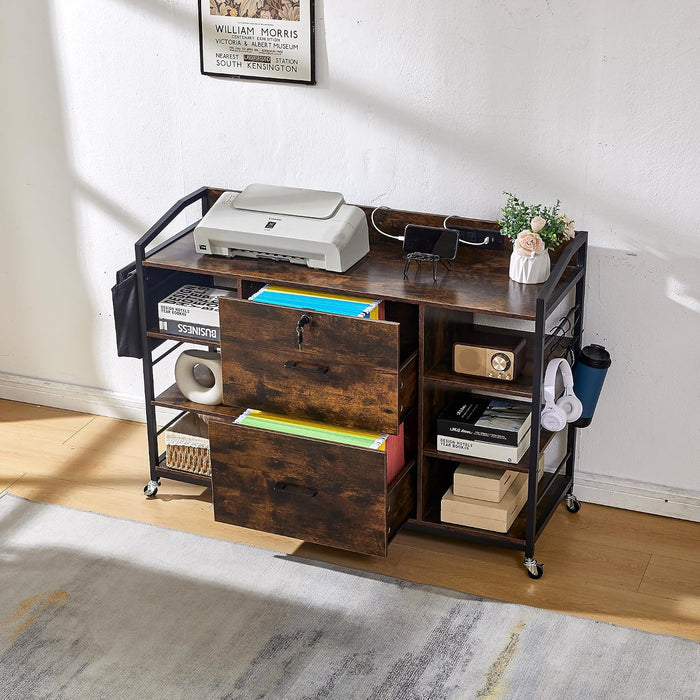 FortyFiveInch Lockable Filing Cabinet With Power Outlet