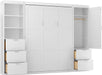 Queen Size Murphy Bed with Wardrobe and Storage Drawers & Storage Shelf,Wall Bed Frame Folding into Cabinet Design for Small Space,Bedroom,Guest Room,White