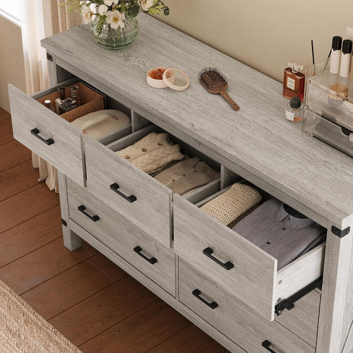 Farmhouse Dresser Featuring Seven Deep Drawers Grey