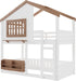 Twin Bunk Bed With Bookshelves Beige LinenFinishPremium