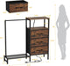 Dresser for Bedroom with Hanging Rack, 3 Drawers Closet with Charging Station, Fabric Chest of Drawers with Clothes Rack, Storage Organzier for Hallway Entryway, Brown