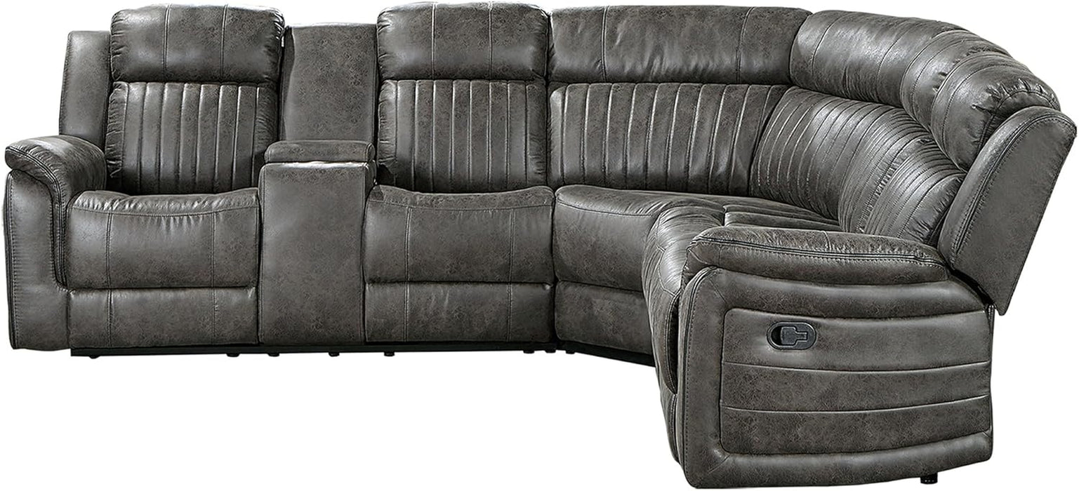 Brown Reclining Sectional Sofa with Storage & Cup Holders