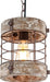 Retro Industrial Metal and Wood Chandelier 1-Light round Cage Pendant Light Fixture for Kitchen Island Foyer Hallway Bar Dining Room Restaurant, D 7.8" X H 8.58" (White Brown)