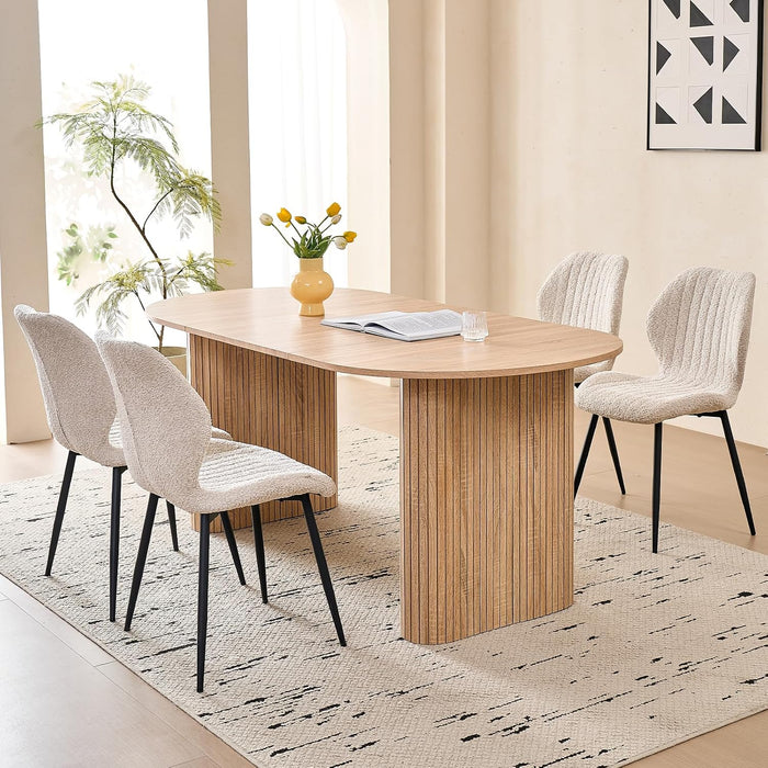70.8" Oval Table for 4 6 Person, Modern Farmhouse Kitchen Dinner Table for Living Receiption Room, Natural