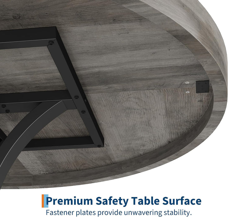 47IN Wood round Dining Table for 4-6，Farmhouse round Kitchen Table