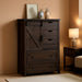 Farmhouse 5 Drawers Dresser for Bedroom, 48" Tall Dresser W/Sliding Barn Door, Rustic Dresser 5 Chest of Drawers, Storage Organizer Dresser for Bedroom, Hallway, Living Room, Dining Room, Espresso