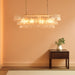 39In Large Chandelier Gold, Modern Dining Room Light Fixtures, 3 Layer Luxury Glass Chandelier 6 Light Rectangular Chandeliers for Dining Room Kitchen Island Living Room (Clear Glass)