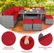 7 Pieces Patio Furniture Set, Outdoor Sectional Rattan Sofa Set with Cushions, All Weather Wicker Conversation Couch Set W/Dining Table & Ottomans for Backyard Garden Poolside