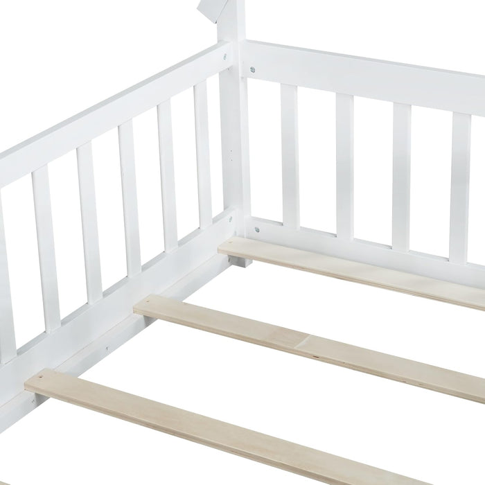 White Montessori Handcrafted SolidWood Floor Bed Door