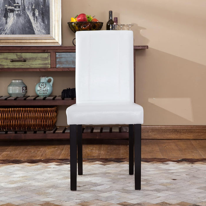 Urban Style Solid Wood Leatherette Padded Parson Chair, Off-White, Set of 2