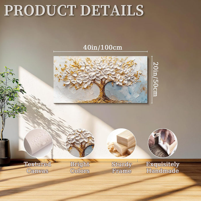 Tree of Life Large Wall Art, Blossom Tree Canvas Paintings, Nature Landscape Abstract Art Prints, Modern Trendy Pictures Wall Decor Living Room Bedroom, Office Art Wall Decoration 20"X40"