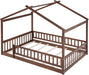 Full Size Montessori Playhouse Bed Frame WalnutFinish