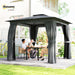 10' X 10' Outdoor Patio Gazebo, Heavy Duty Gazebo Canopy Shelter with Double Roof, Curtains, Netting, Steel Frame, UPF30+ Protection, Ceiling Hook for Lawn, Backyard, Deck, Dark Gray