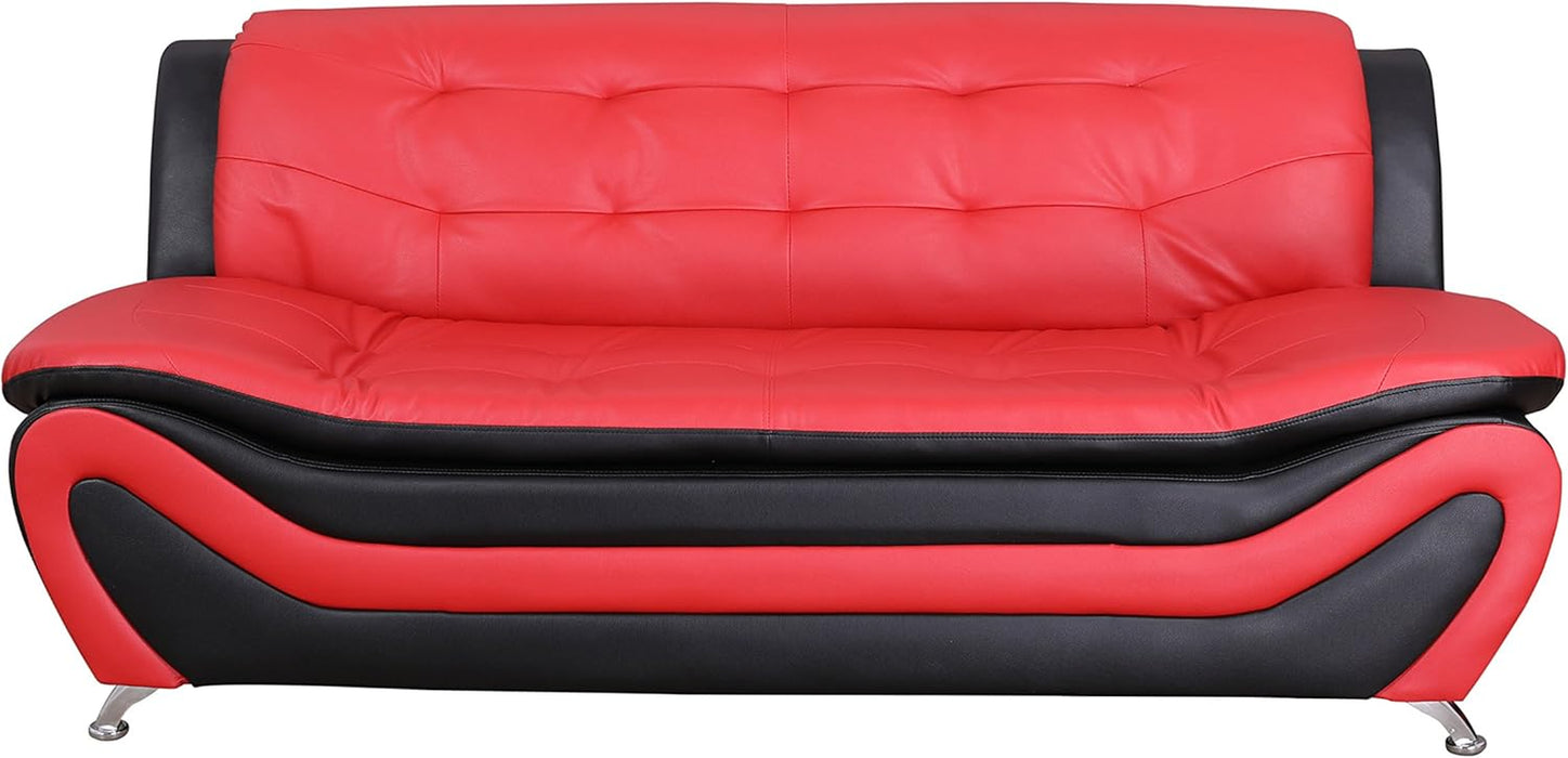 Aldo ((3 Piece) Modern Sofa Set, Black/Red