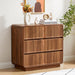 Walnut Fluted 3 Drawer Dresser With StorageCapacity