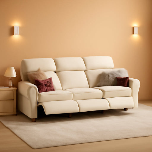 Modular Sectional Sofa, 3 Seater Reclining Sofa Recliner Couch for Living Room, off White