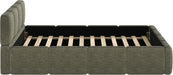 Queen Size Boucle Platform Bed with Thick Headboard and Footboard, Block Style Upholstery Grounded Bed Frame, Green