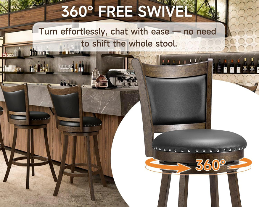 30 Inch Swivel Bar Height Barstools Set of 4, Black Stool Chairs