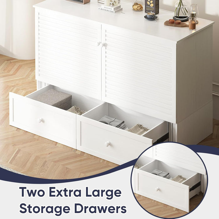 White Queen Murphy Bed With SpaceSaving USBChargingPorts