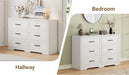 Farmhouse 6 Drawer Dresser for Bedroom, 47" W Modern Chest of Drawers with Metal Handles, Wood Dresser TV Stand, Dresser Drawer Organizer for Closet, Living Room,Hallway,White