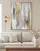 Abstract Wall Art with Gold Foil - 24 X 32 Inches Gold and Gray Canvas Print with Texture for Modern Style Decor，Framed, Ready to Hang