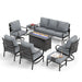 Tapasi 9 - Person Patio Conversation Set with Swivel Lounge Chairs & Optional Firepit Table